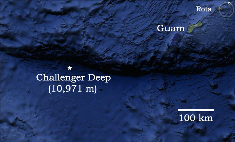 La fosa de las Marianas, cerca de la Micronesia